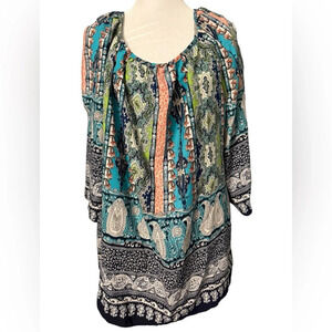 Moa Moa multicolored round neck cold shoulders & open 3/4 sleeves Womens size 2X